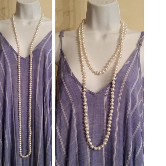 IPS Cultured Freshwater Ring Pearls Necklace Flapper Extra Long Imperial Pearl - Picture 1 of 3